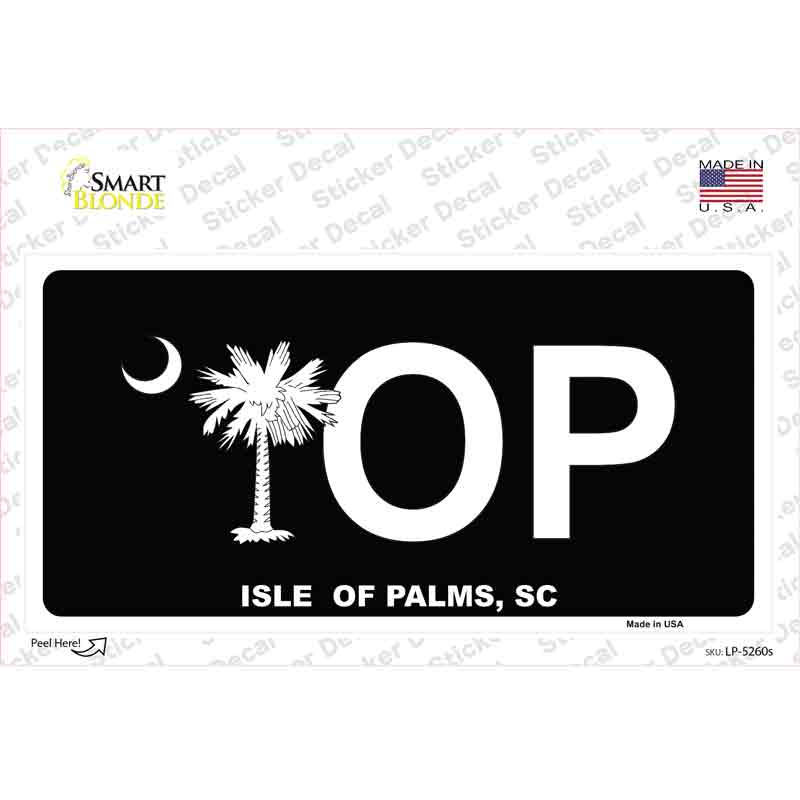 IOP Isle of Palms Black Novelty Sticker Decal Small