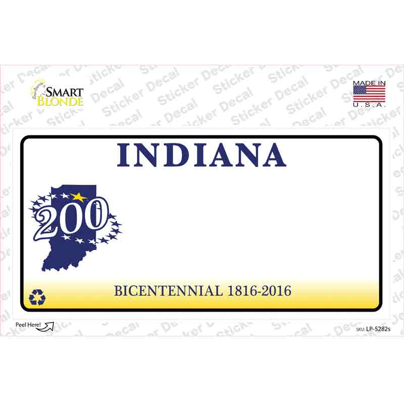 Indiana State Bicentennial Novelty Sticker Decal Small