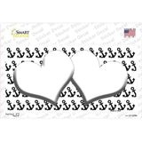 White Black Anchor White Heart Center Novelty Sticker Decal