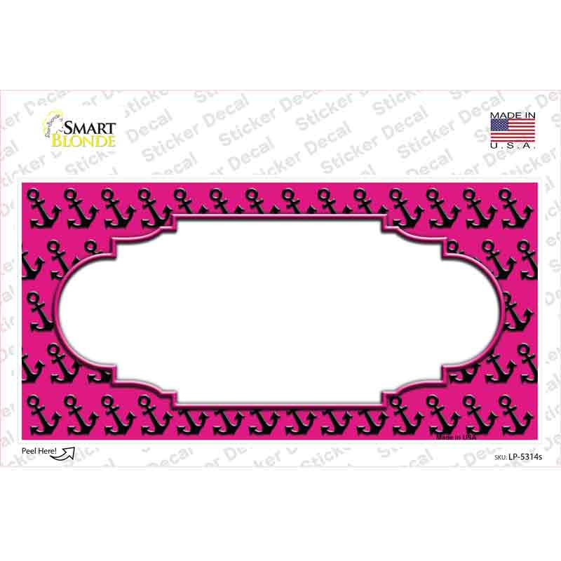Pink Black Anchor Scallop Center Novelty Sticker Decal