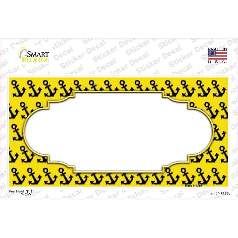 Yellow Black Anchor Scallop Center Novelty Sticker Decal