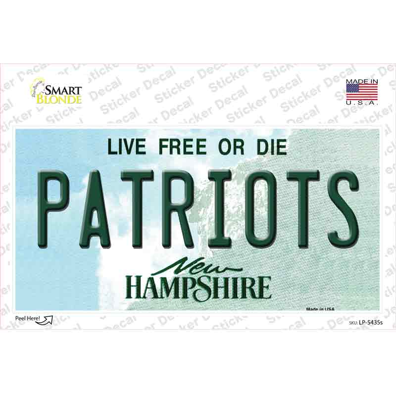 Patriots New Hampshire Novelty Sticker Decal Small