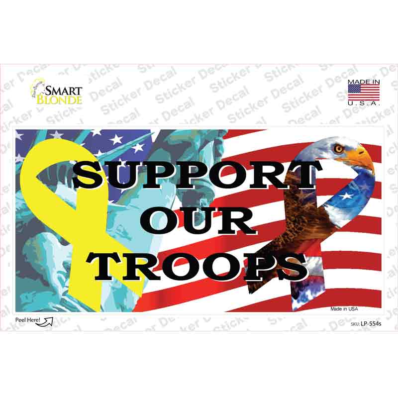 Support Our Troops Ribbon Novelty Sticker Decal Small