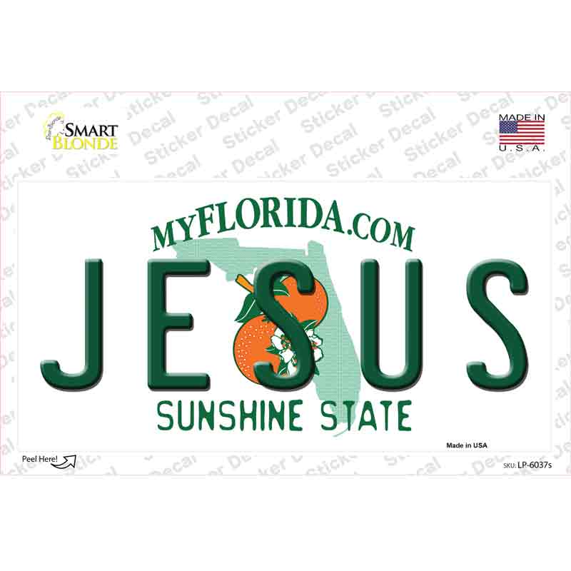 Jesus Florida Novelty Sticker Decal Small