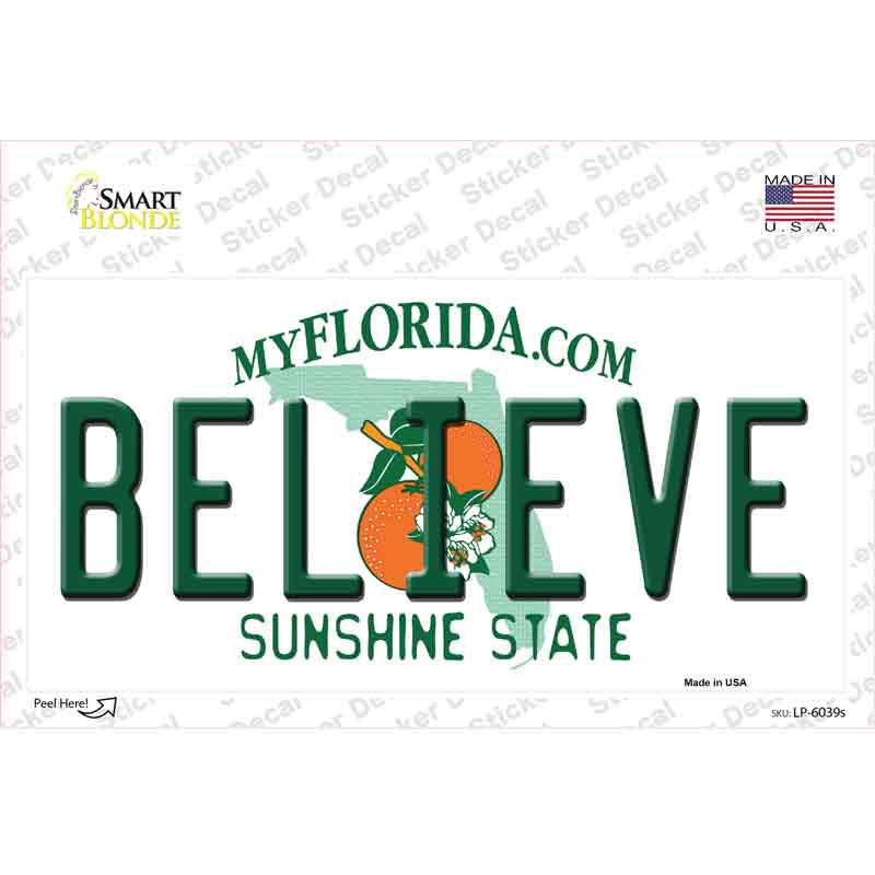 Believe Florida Novelty Sticker Decal Small