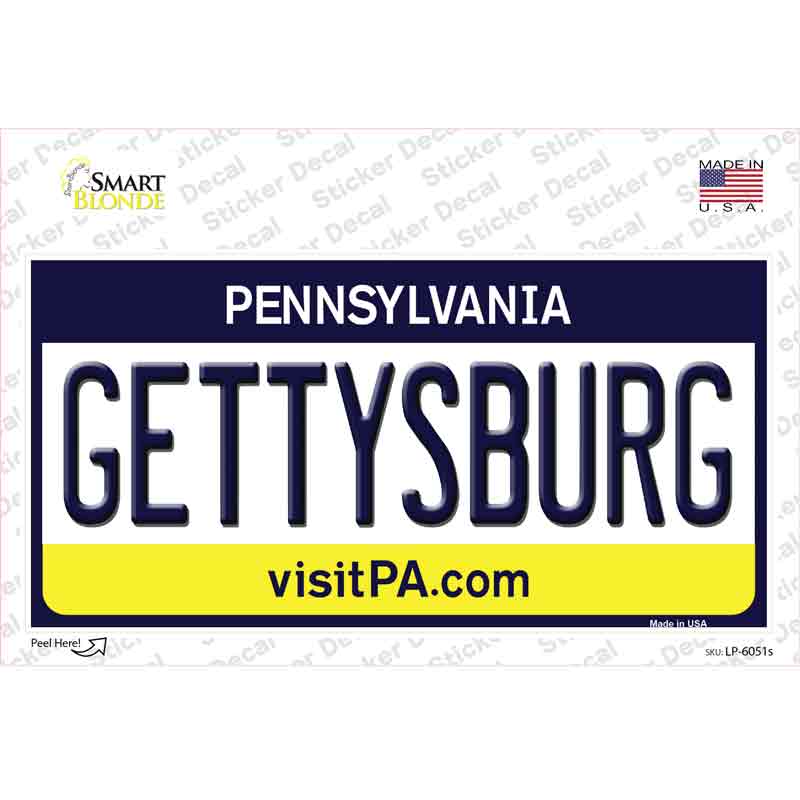 Gettysburg Pennsylvania State Novelty Sticker Decal Small