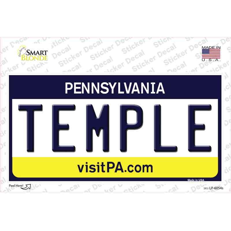 Temple Pennsylvania State Novelty Sticker Decal Small