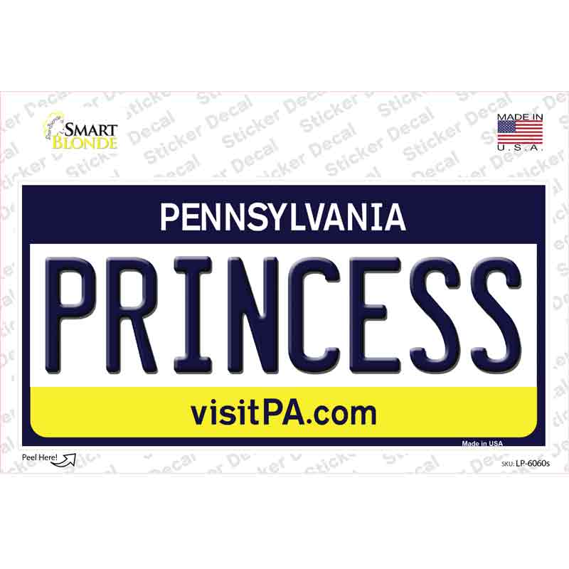 Princess Pennsylvania State Novelty Sticker Decal Small