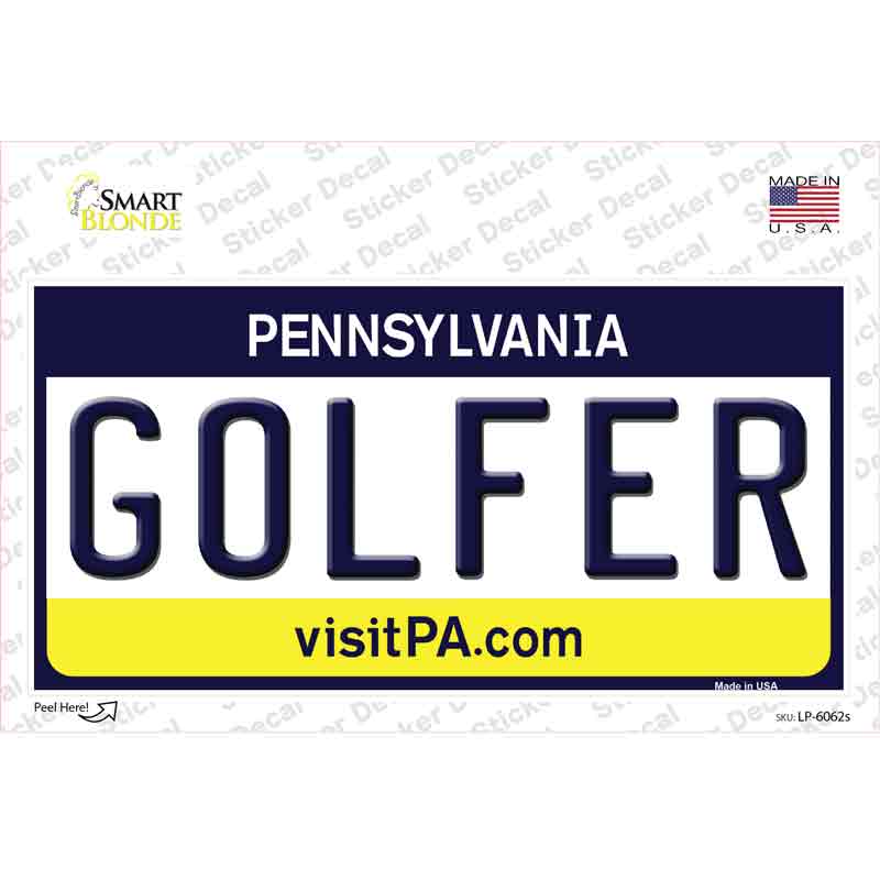 Golfer Pennsylvania State Novelty Sticker Decal Small