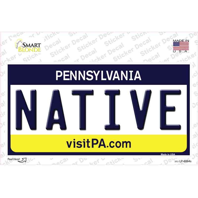 Native Pennsylvania State Novelty Sticker Decal Small