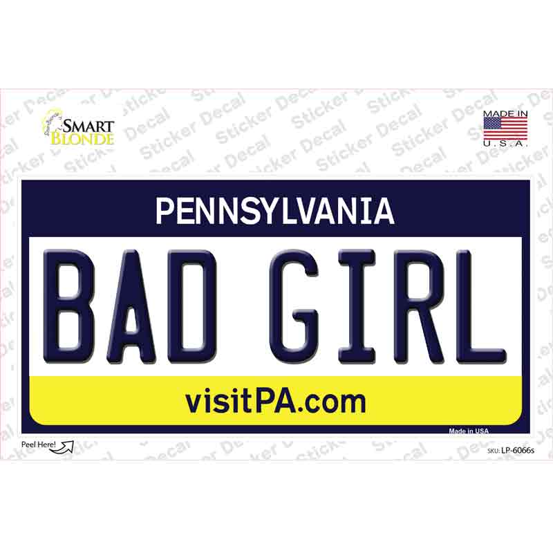 Bad Girl Pennsylvania State Novelty Sticker Decal Small