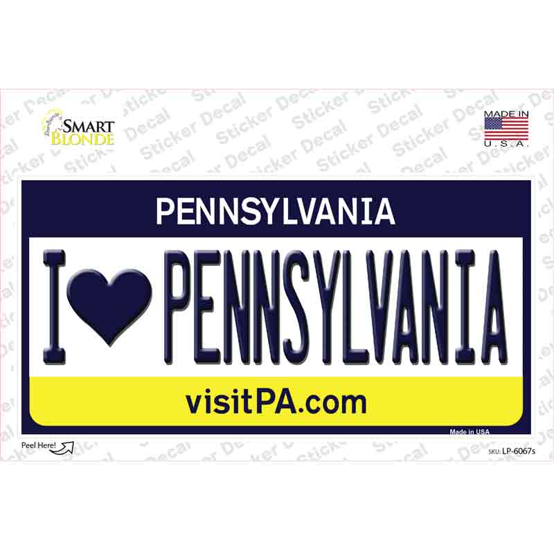 I Love Pennsylvania State Novelty Sticker Decal Small