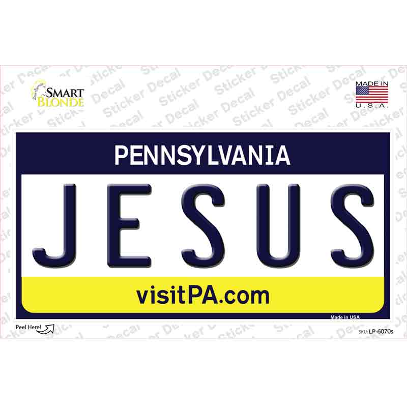 Jesus Pennsylvania State Novelty Sticker Decal Small