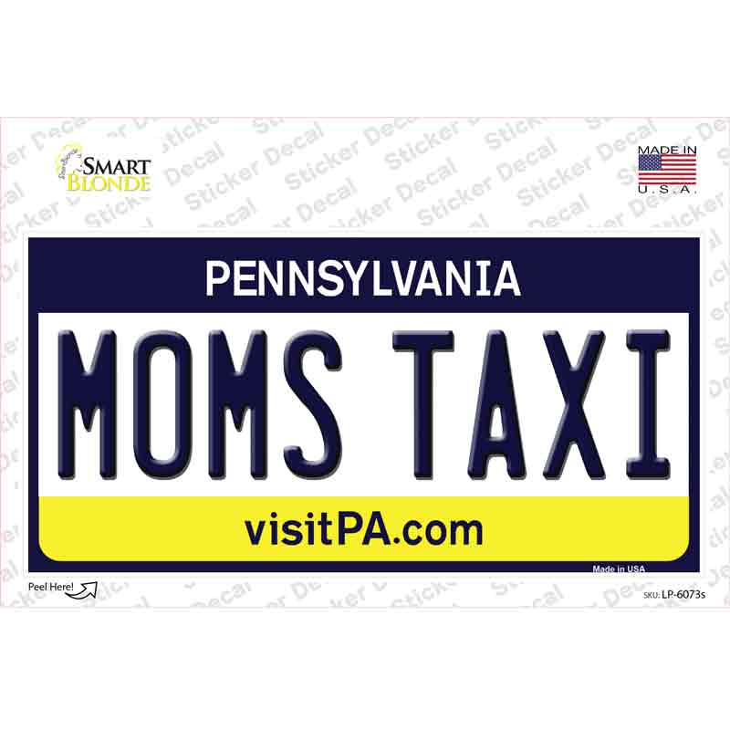 Moms Taxi Pennsylvania State Novelty Sticker Decal Small