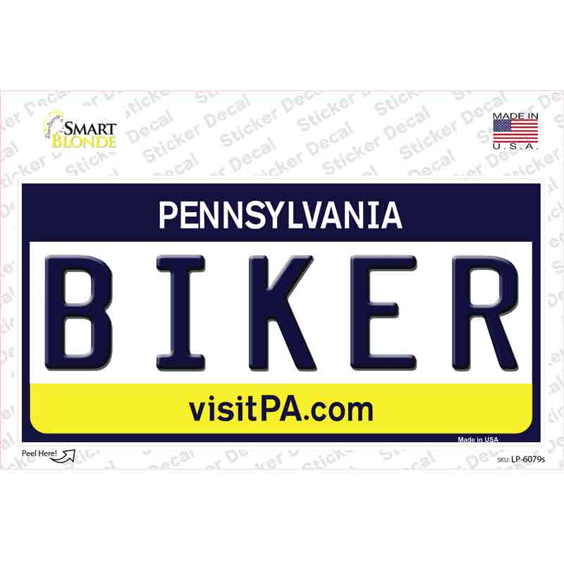 Biker Pennsylvania State Novelty Sticker Decal Small