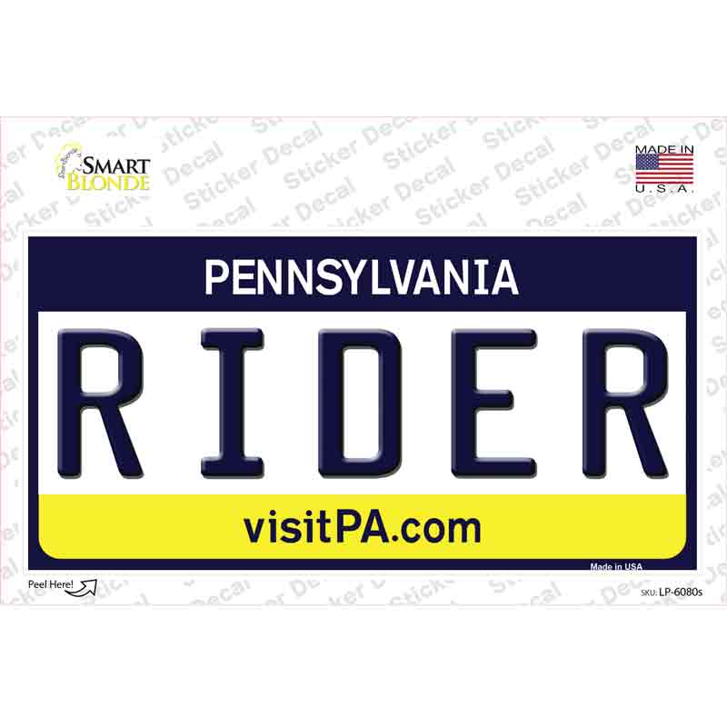 Rider Pennsylvania State Novelty Sticker Decal Small