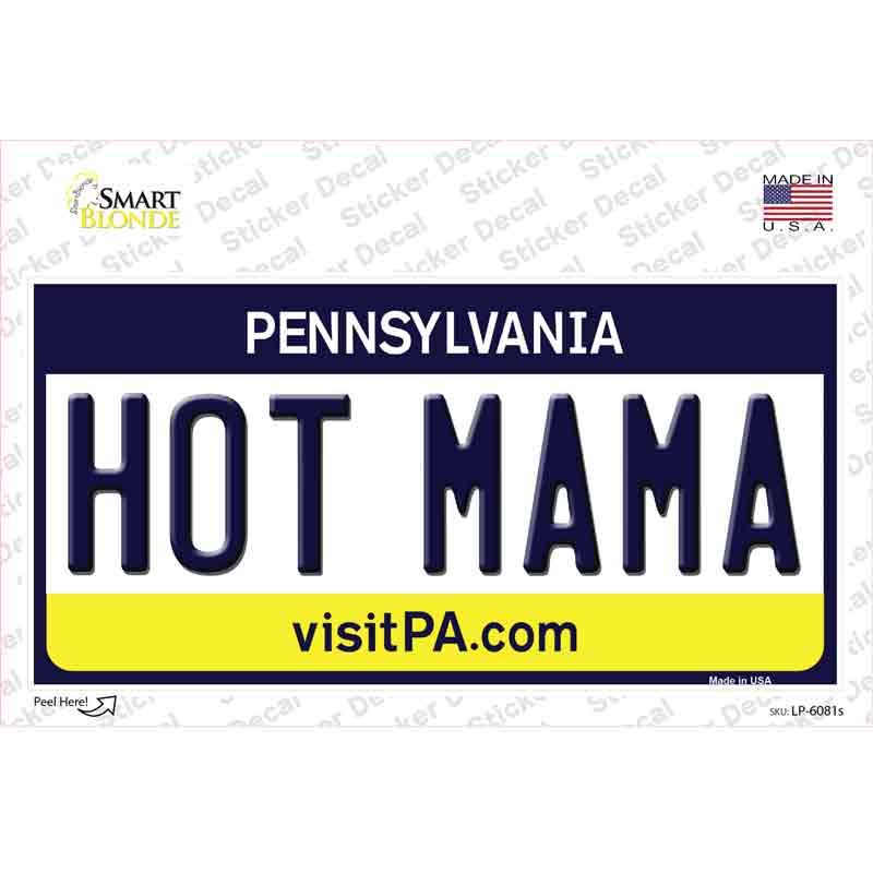 Hot Mama Pennsylvania State Novelty Sticker Decal Small