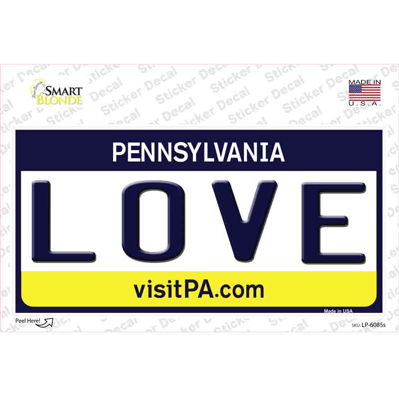 Love Pennsylvania State Novelty Sticker Decal Small