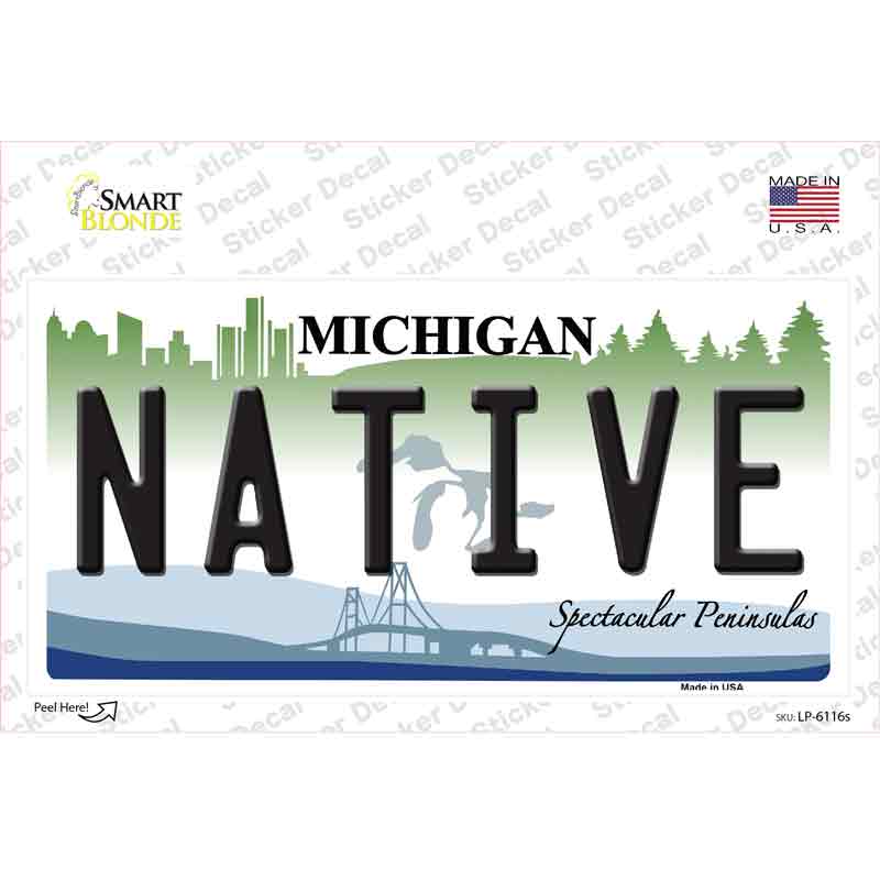 Native Michigan Novelty Sticker Decal Small