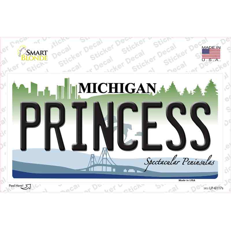 Princess Michigan Novelty Sticker Decal Small