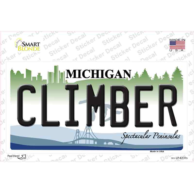 Climber Michigan Novelty Sticker Decal Small