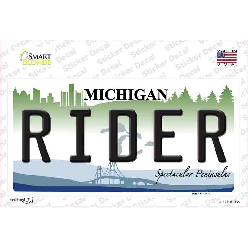 Rider Michigan Novelty Sticker Decal Small