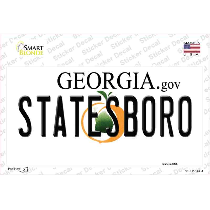 Statesboro Georgia Novelty Sticker Decal Small