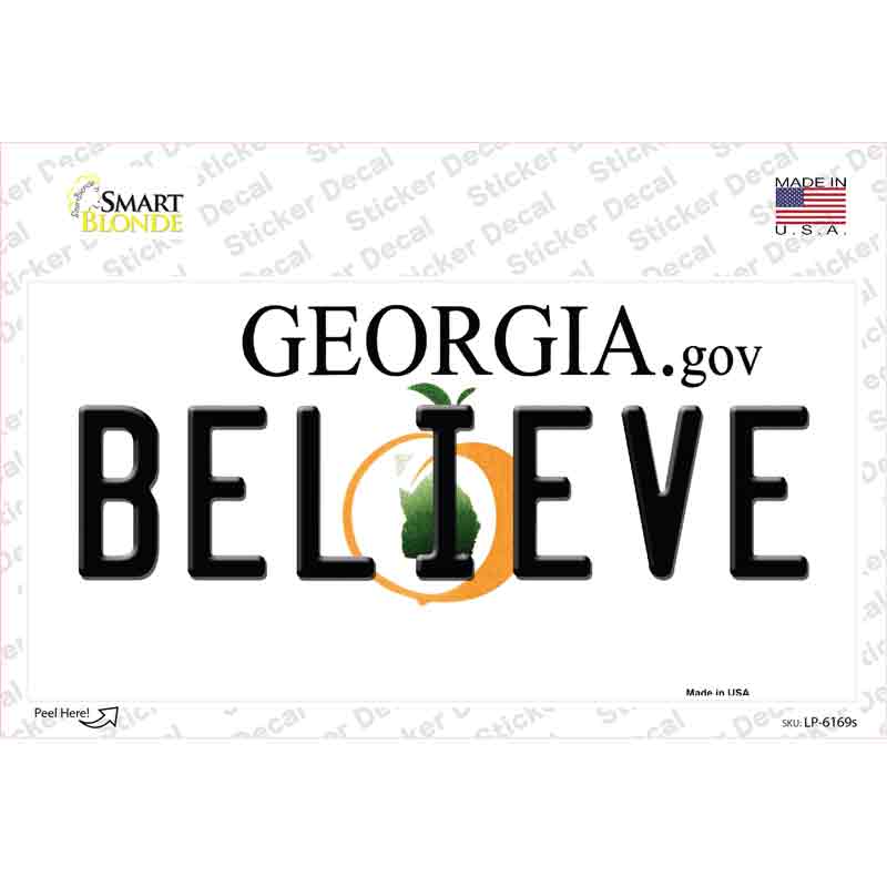 Believe Georgia Novelty Sticker Decal Small