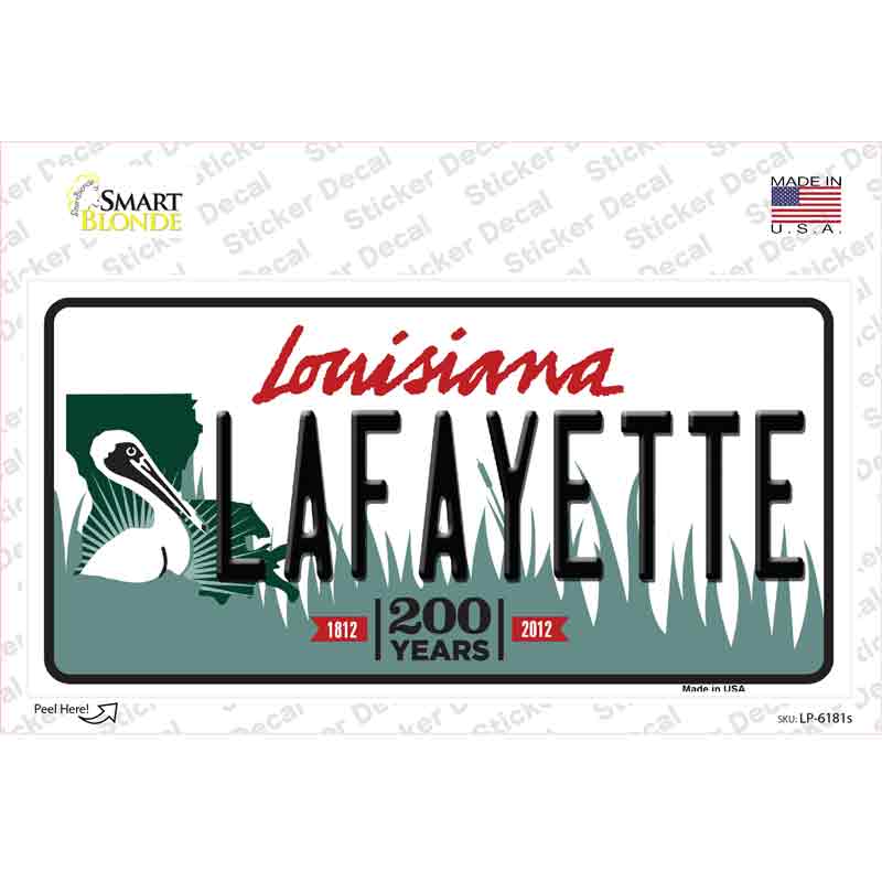 Lafayette Louisiana Novelty Sticker Decal Small