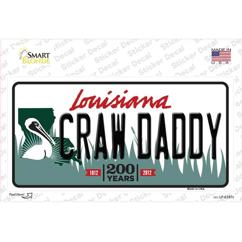 Craw Daddy Louisiana Novelty Sticker Decal Small