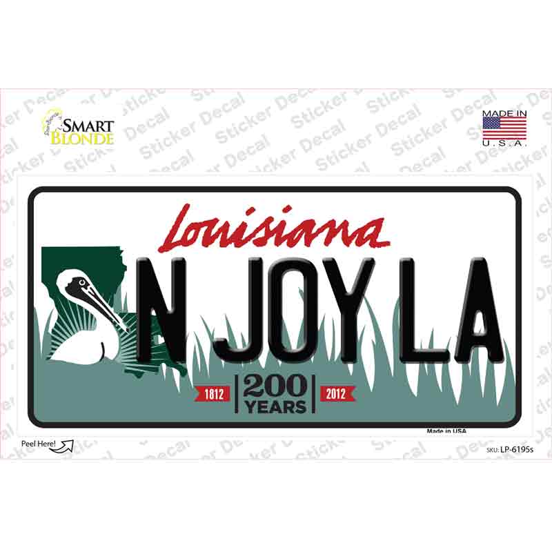 N Joy La Louisiana Novelty Sticker Decal Small