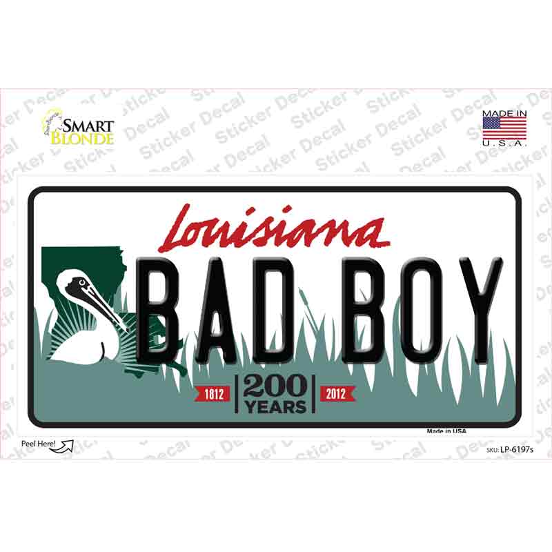 Bad Boy Louisiana Novelty Sticker Decal Small