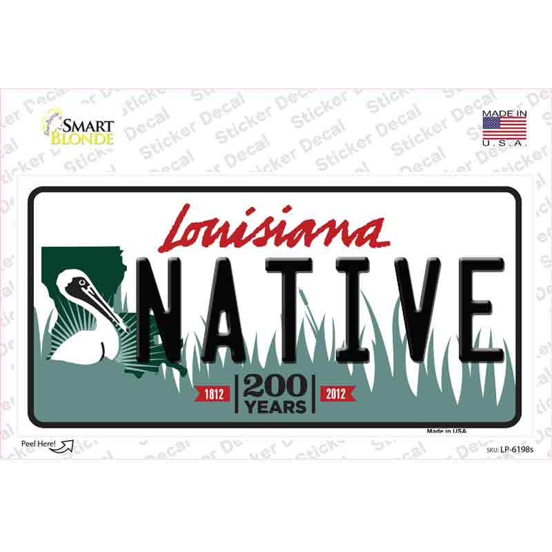 Native Louisiana Novelty Sticker Decal Small