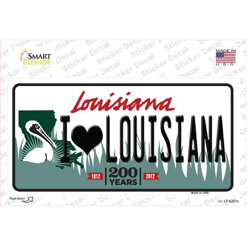 I Love Louisiana Novelty Sticker Decal Small