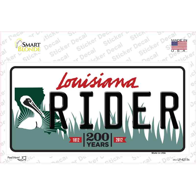 Rider Louisiana Novelty Sticker Decal Small