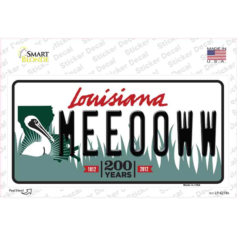 Meeooww Louisiana Novelty Sticker Decal Small