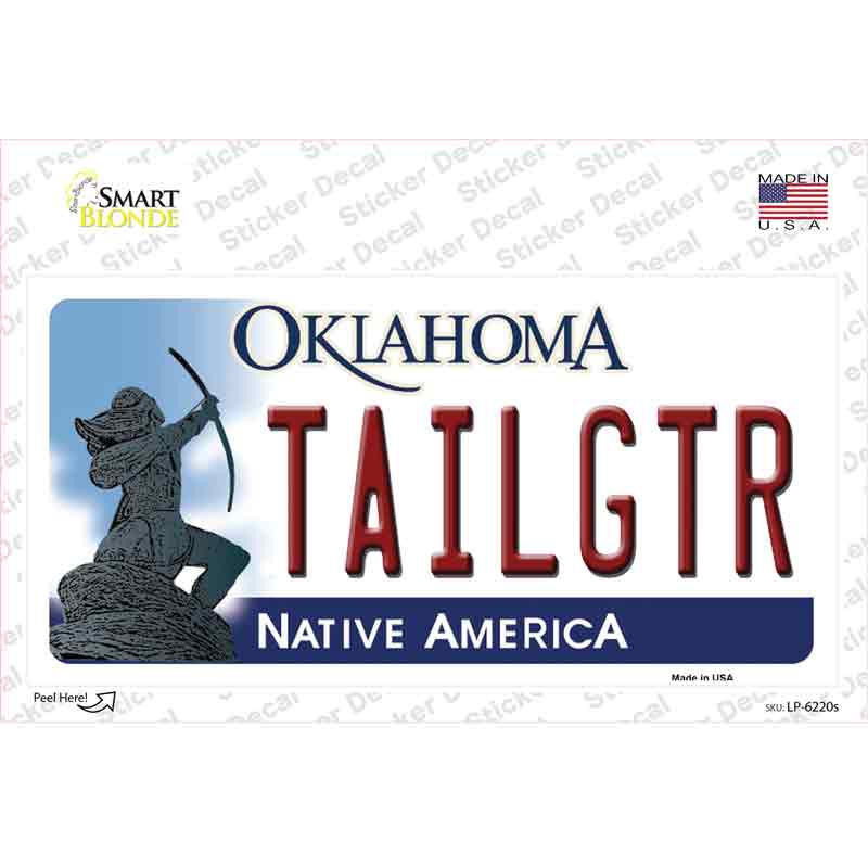 Tailgtr Oklahoma Novelty Sticker Decal Small