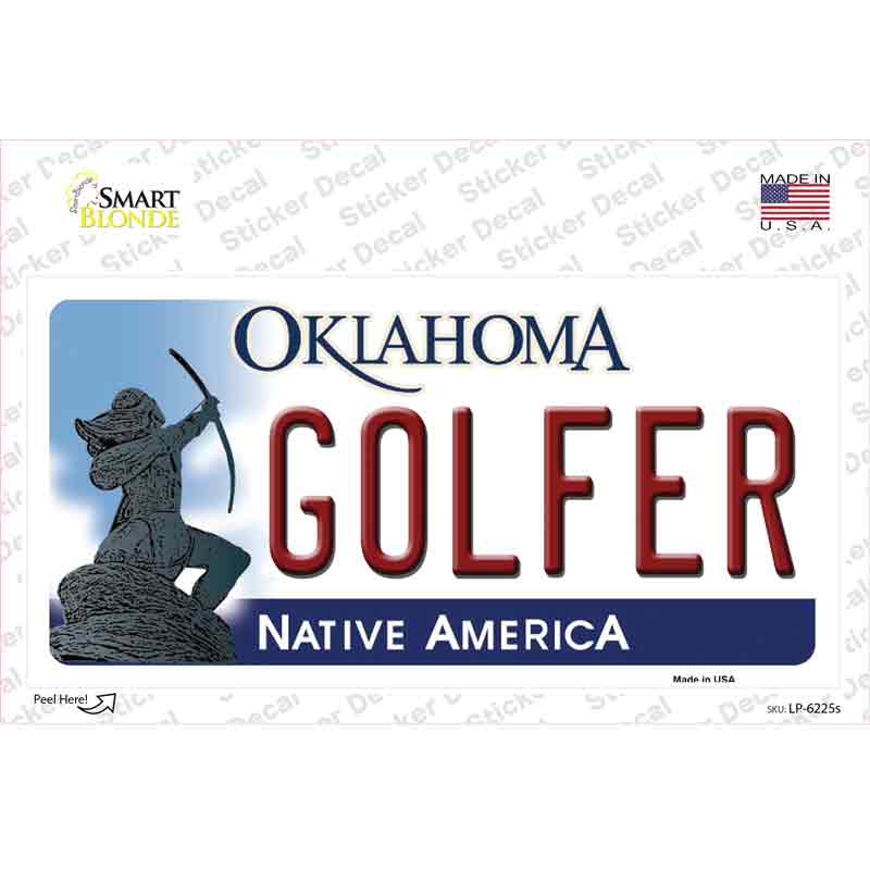 Golfer Oklahoma Novelty Sticker Decal Small