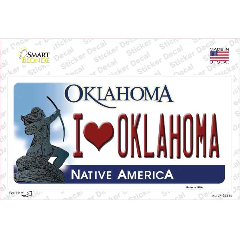 I Love Oklahoma Novelty Sticker Decal Small