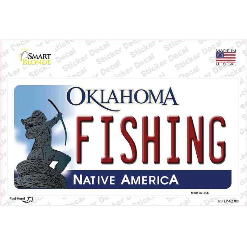 Fishing Oklahoma Novelty Sticker Decal Small