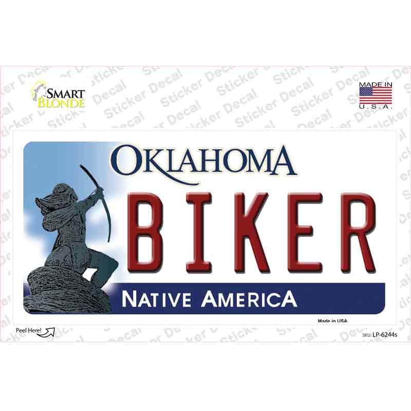 Biker Oklahoma Novelty Sticker Decal Small