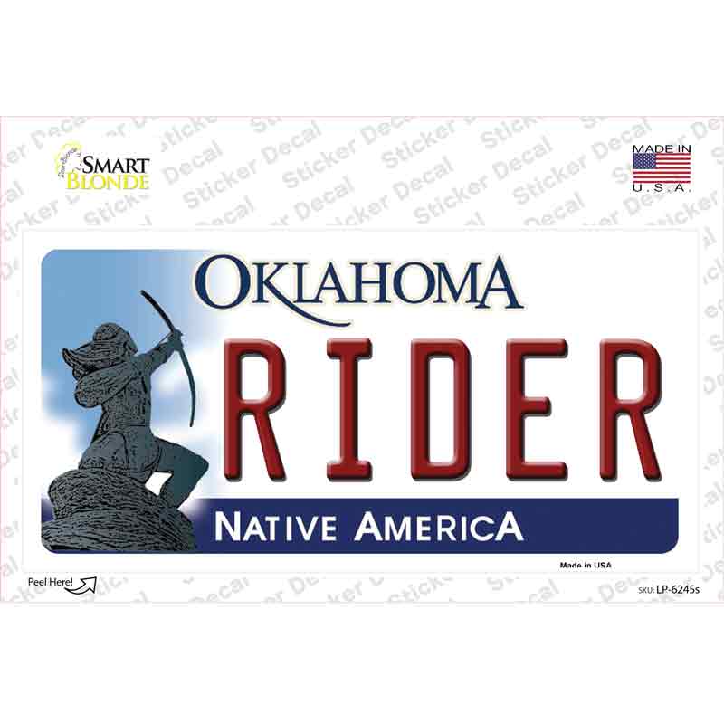 Rider Oklahoma Novelty Sticker Decal Small