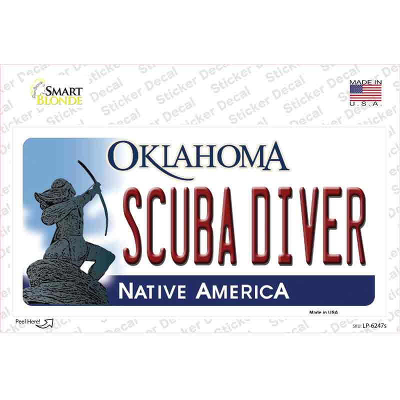 Scuba Diver Oklahoma Novelty Sticker Decal Small