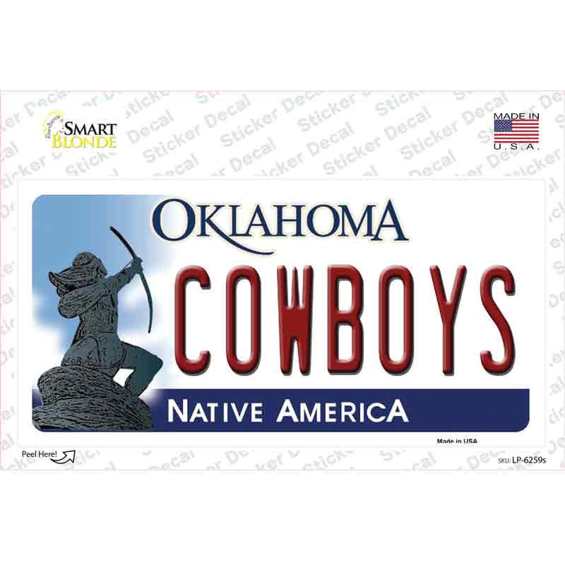 Cowboys Oklahoma Novelty Sticker Decal Small