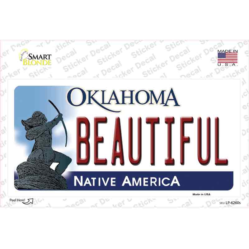 Beautiful Oklahoma Novelty Sticker Decal Small