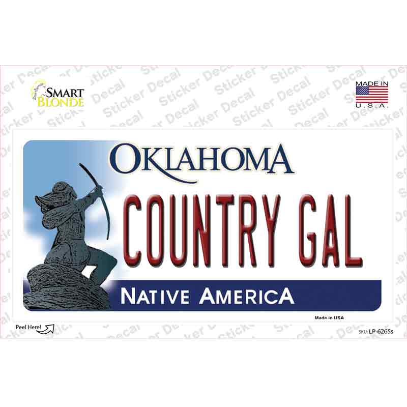 Country Gal Oklahoma Novelty Sticker Decal Small