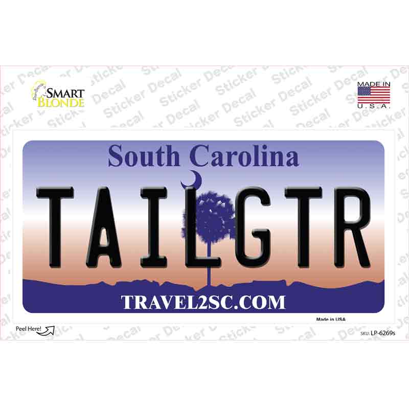 Tailgter South Carolina Novelty Sticker Decal Small