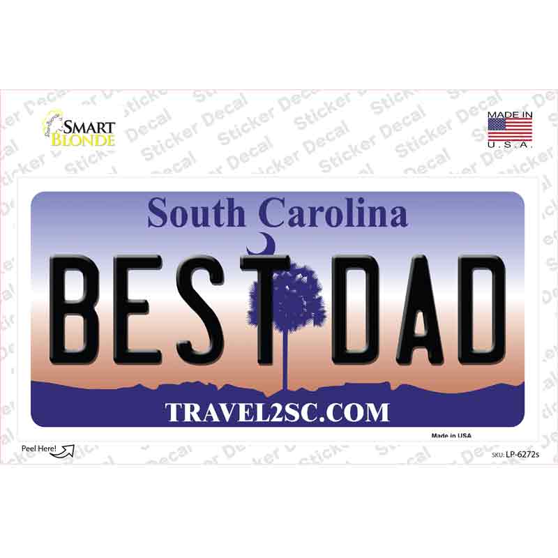 Best Dad South Carolina Novelty Sticker Decal Small