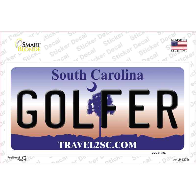 Golfer South Carolina Novelty Sticker Decal Small