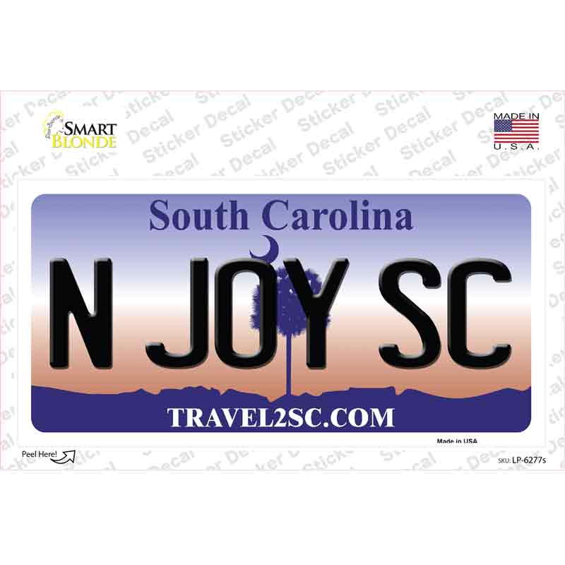 N Joy SC South Carolina Novelty Sticker Decal Small